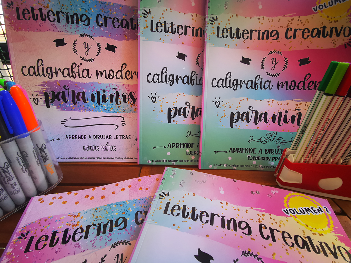 Lettering creativo y caligrafia moderna para niños. Un cuaderno de  actividades para niños con técnicas, páginas para practicar, ejemplos y  infinidad